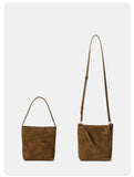 Luxury Small Suede Bucket Bag | Soft Sheepskin Suede Crossbody Purse