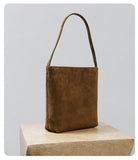 Luxury Small Suede Bucket Bag | Soft Sheepskin Suede Crossbody Purse