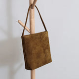 Luxury Small Suede Bucket Bag | Soft Sheepskin Suede Crossbody Purse