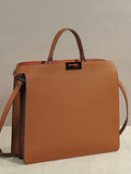 Luxury Togo Leather Structured Brief Tote, Unisex Shoulder Bag & Handbag, Laptop Bag