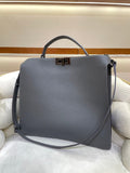 Luxury Togo Leather Structured Brief Tote, Unisex Shoulder Bag & Handbag, Laptop Bag
