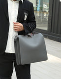 Luxury Togo Leather Structured Brief Tote, Unisex Shoulder Bag & Handbag, Laptop Bag
