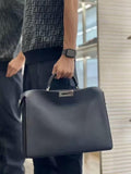 Luxury Togo Leather Structured Brief Tote, Unisex Shoulder Bag & Handbag, Laptop Bag