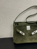 Luxury Vintage Brown Suede Bag, Handmade Lambskin Suede Shoulder & Crossbody Small Square Bag