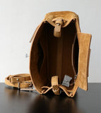Luxury Vintage Brown Suede Bag, Handmade Lambskin Suede Shoulder & Crossbody Small Square Bag