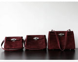 Luxury Vintage Brown Suede Bag, Handmade Lambskin Suede Shoulder & Crossbody Small Square Bag
