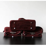 Luxury Vintage Brown Suede Bag, Handmade Lambskin Suede Shoulder & Crossbody Small Square Bag