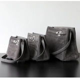 Luxury Vintage Brown Suede Bag, Handmade Lambskin Suede Shoulder & Crossbody Small Square Bag