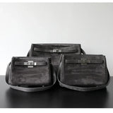Luxury Vintage Brown Suede Bag, Handmade Lambskin Suede Shoulder & Crossbody Small Square Bag