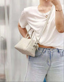 Luxury Women's Lambskin Woven Boston Crossbody Bag | Handcrafted Versatile Shoulder Bag