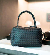 Luxury Women's Lambskin Woven Boston Crossbody Bag | Handcrafted Versatile Shoulder Bag