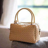 Luxury Women's Lambskin Woven Boston Crossbody Bag | Handcrafted Versatile Shoulder Bag