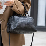 Luxury Women's Lambskin Woven Boston Crossbody Bag | Handcrafted Versatile Shoulder Bag - Image 3