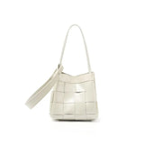 Women's Soft Luxurious Calfskin Leather Handwoven Bucket Shoulder Bag, Crossbody Bag