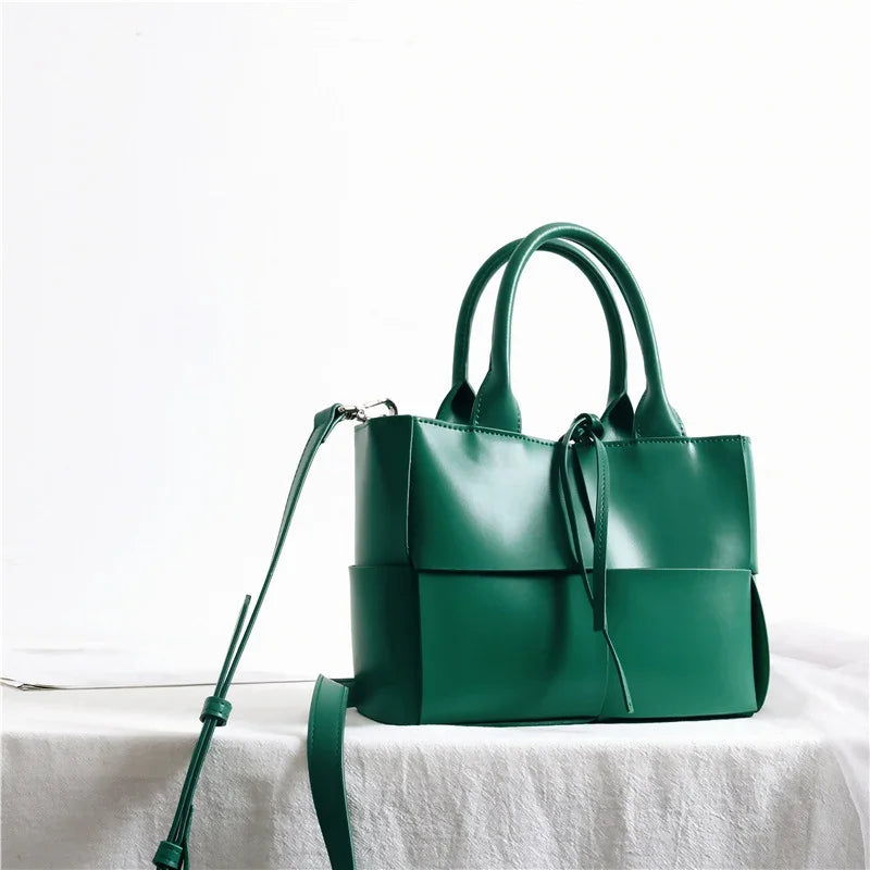 Quilted Elegant Leather Shoulder Bag Small , Minimalist Top Handle Bag, Convertible Crossbody Bag, Classic Style Soft Leather Work Bag - Image 9