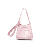 Women's Soft Luxurious Calfskin Leather Handwoven Bucket Shoulder Bag, Crossbody Bag