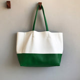 Custom Handcrafted Soft Grain Cowhide Leather Tote | Large Two-Tone Shoulder Bag for Laptop & Travel
