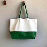 Custom Handcrafted Soft Grain Cowhide Leather Tote | Large Two-Tone Shoulder Bag for Laptop & Travel