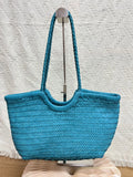 Handmade Woven Leather Tote Bag, Full Grain Leather Hand Woven Triple Jump Bamboo Ladies HoBo Bag, Curve Opening Summer Holiday Basket Bag