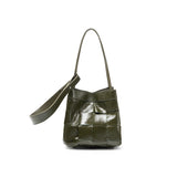 Women's Soft Luxurious Calfskin Leather Handwoven Bucket Shoulder Bag, Crossbody Bag