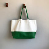 Custom Handcrafted Soft Grain Cowhide Leather Tote | Large Two-Tone Shoulder Bag for Laptop & Travel