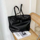 Large Soft Cowhide Leather Tote | Minimalist Oversized Shopper with Removable Inner Pouch