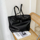 Large Soft Cowhide Leather Tote | Minimalist Oversized Shopper with Removable Inner Pouch