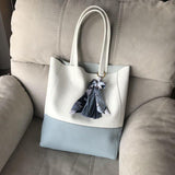Custom Handcrafted Soft Grain Cowhide Leather Tote | Large Two-Tone Shoulder Bag for Laptop & Travel