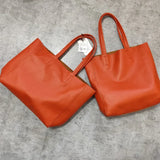 Large Soft Cowhide Leather Tote | Minimalist Oversized Shopper with Removable Inner Pouch
