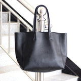 Large Soft Cowhide Leather Tote | Minimalist Oversized Shopper with Removable Inner Pouch