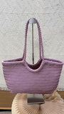 Handmade Woven Leather Tote Bag, Full Grain Leather Hand Woven Triple Jump Bamboo Ladies HoBo Bag, Curve Opening Summer Holiday Basket Bag