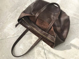 Large Soft Cowhide Leather Tote | Minimalist Oversized Shopper with Removable Inner Pouch