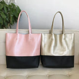 Custom Handcrafted Soft Grain Cowhide Leather Tote | Large Two-Tone Shoulder Bag for Laptop & Travel