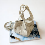 Women's Soft Luxurious Calfskin Leather Handwoven Bucket Shoulder Bag, Crossbody Bag
