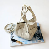 Women's Soft Luxurious Calfskin Leather Handwoven Bucket Shoulder Bag, Crossbody Bag