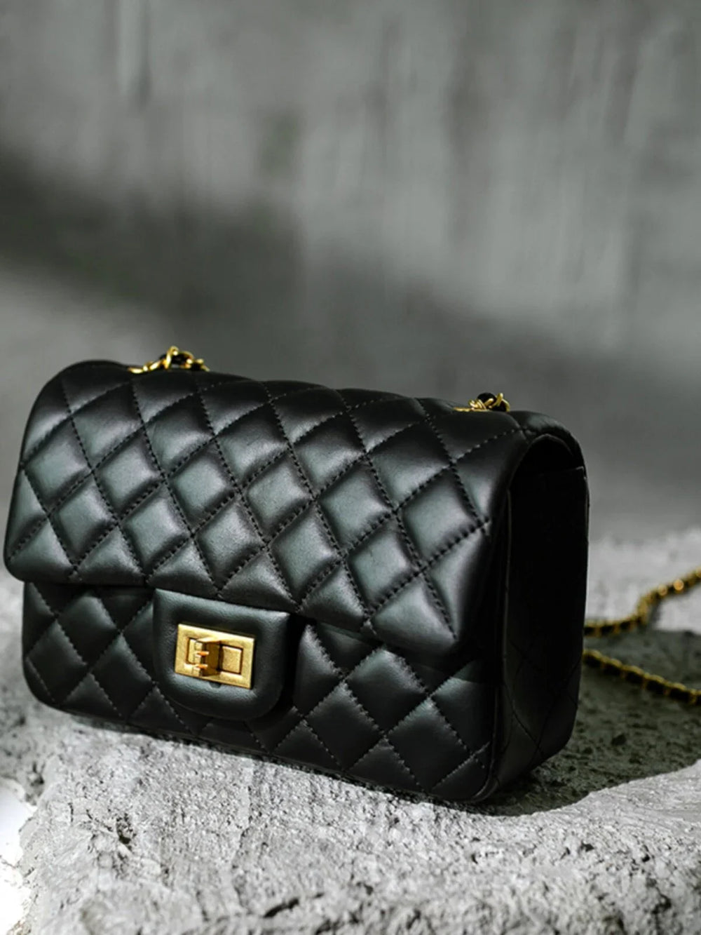 Classic Caviar/Lambskin Flap Bag with Chain Ball | Genuine Caviar Leather Crossbody Bag, Leather Shoulder Purse, Chain Strap Lock Bag, Christmas Gift - Image 3