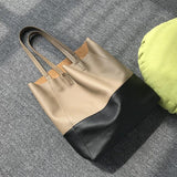 Custom Handcrafted Soft Grain Cowhide Leather Tote | Large Two-Tone Shoulder Bag for Laptop & Travel