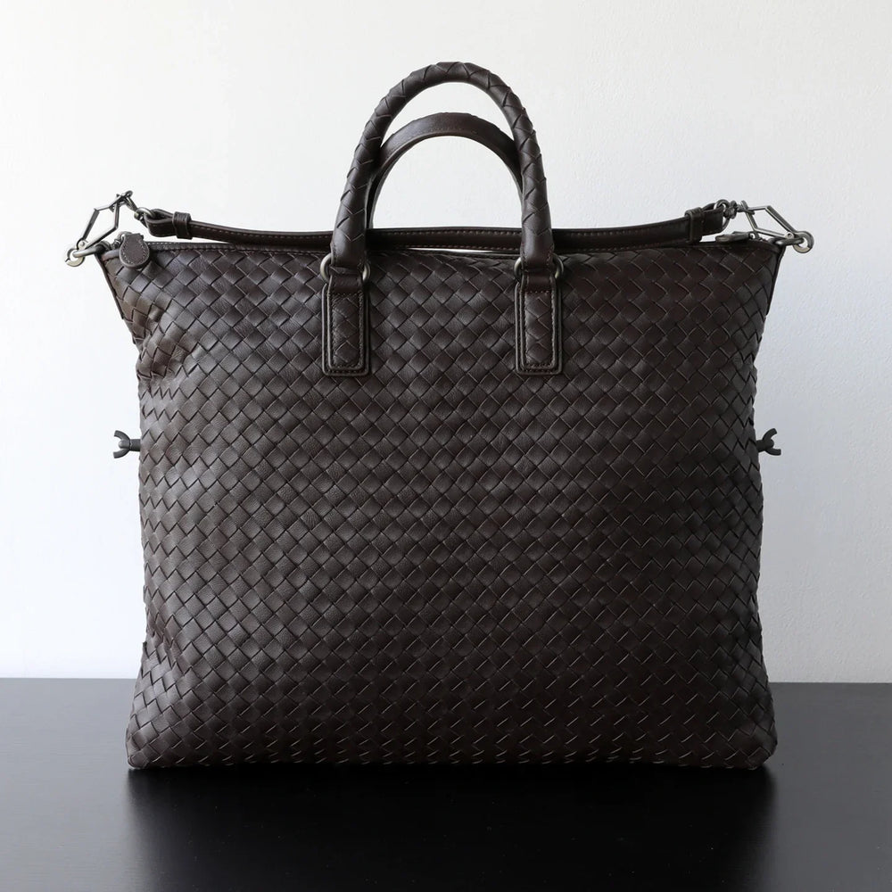 Italy Lambskin Leather Tote Black, Large Intrecciato Leather Bag, Quilted Elegant Tote in Trendy, Boutique Bag, Classic Gift to Her - Image 3