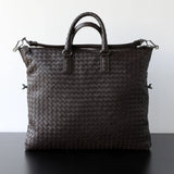 Italy Lambskin Leather Tote Black, Large Intrecciato Leather Bag, Quilted Elegant Tote in Trendy, Boutique Bag, Classic Gift to Her - Image 3