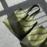 Large Soft Cowhide Leather Tote | Minimalist Oversized Shopper with Removable Inner Pouch