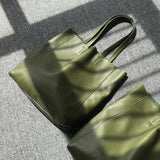 Large Soft Cowhide Leather Tote | Minimalist Oversized Shopper with Removable Inner Pouch