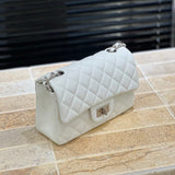 Classic Genuine Caviar Leather Handbag, Crossbody Bag, Classic Flap Bag Caviar, Leather Shoulder Purse, Chain Strap Lock Bag, Christmas Gift
