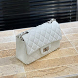 Classic Genuine Caviar Leather Handbag, Crossbody Bag, Classic Flap Bag Caviar, Leather Shoulder Purse, Chain Strap Lock Bag, Christmas Gift