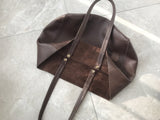 Large Soft Cowhide Leather Tote | Minimalist Oversized Shopper with Removable Inner Pouch