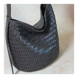 Handwoven Full-Grain Leather Bucket Bag | Stylish Shoulder Bag for Women | Leather Beach Bag