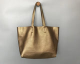 Large Soft Cowhide Leather Tote | Minimalist Oversized Shopper with Removable Inner Pouch