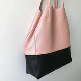 Custom Handcrafted Soft Grain Cowhide Leather Tote | Large Two-Tone Shoulder Bag for Laptop & Travel