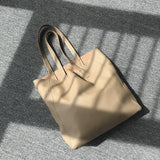 Large Soft Cowhide Leather Tote | Minimalist Oversized Shopper with Removable Inner Pouch