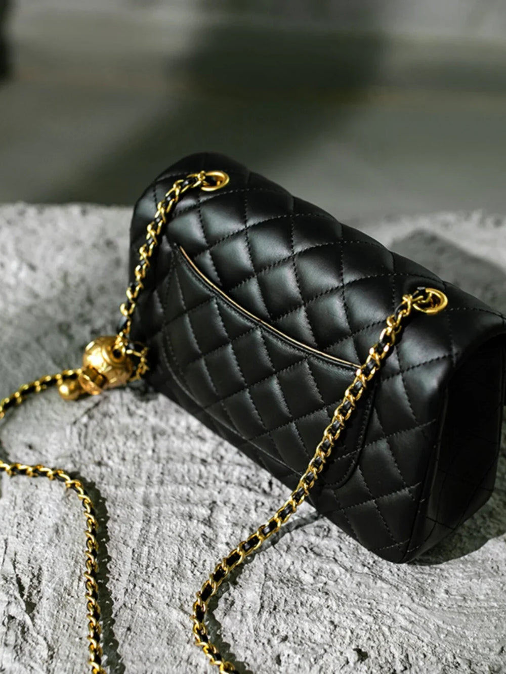Classic Caviar/Lambskin Flap Bag with Chain Ball | Genuine Caviar Leather Crossbody Bag, Leather Shoulder Purse, Chain Strap Lock Bag, Christmas Gift - Image 4