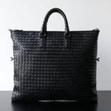 Italy Lambskin Leather Tote Black, Large Intrecciato Leather Bag, Quilted Elegant Tote in Trendy, Boutique Bag, Classic Gift to Her